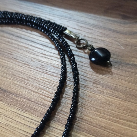 Double Strand Black Beaded Ladies Necklace,  Handmade Ladies Necklace - Picture 5 of 6